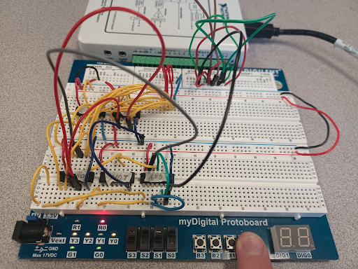 Messy circuit on a breadboard